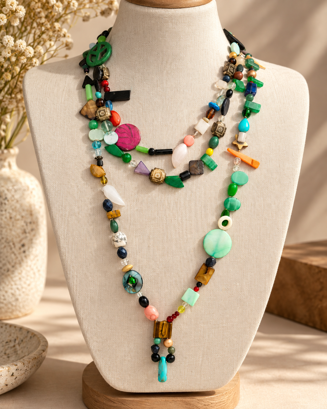 Multi Layered Gemstones Maala