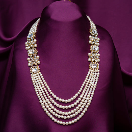 Pearls N Pearls Kundan Necklace Set (Necklace+Maatha Patti+Earrings)