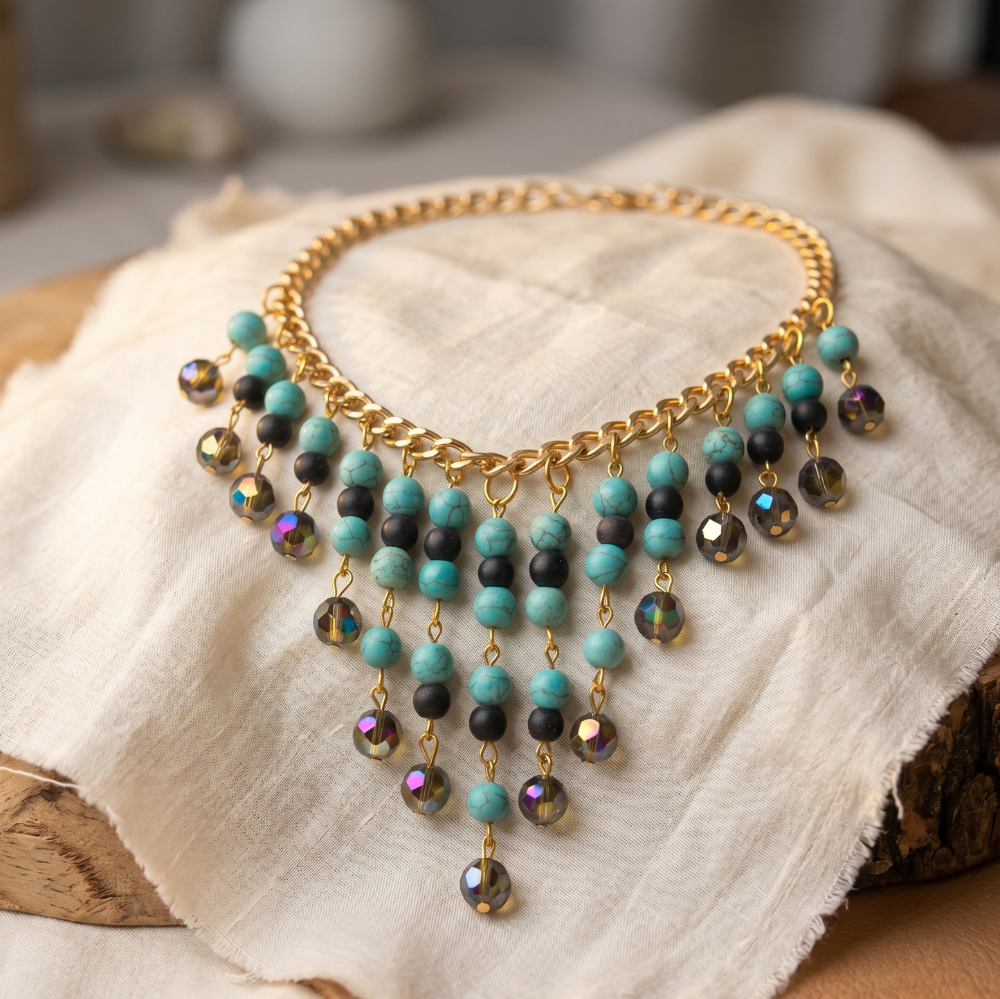 Blue n Black Stones Choker