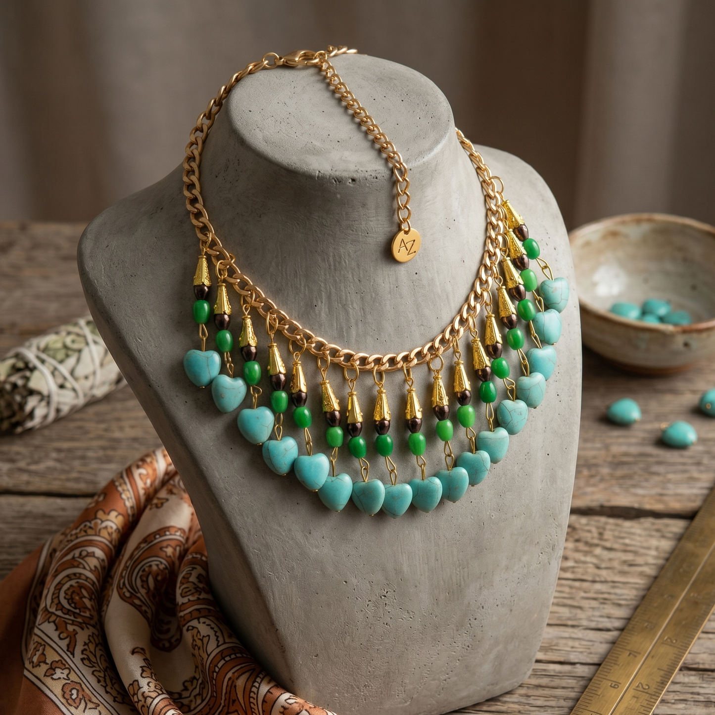 Blue n Greeen Stones Choker