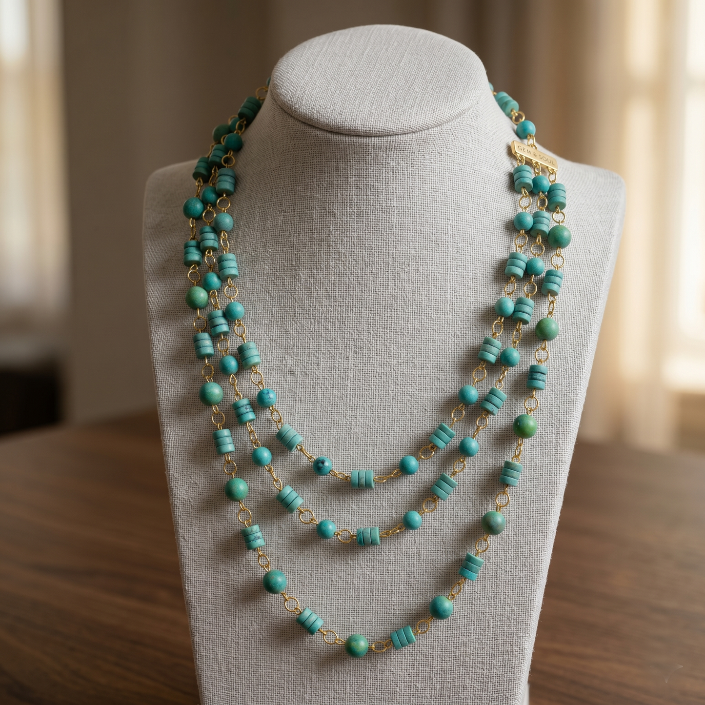 Green Stones Layered Maala