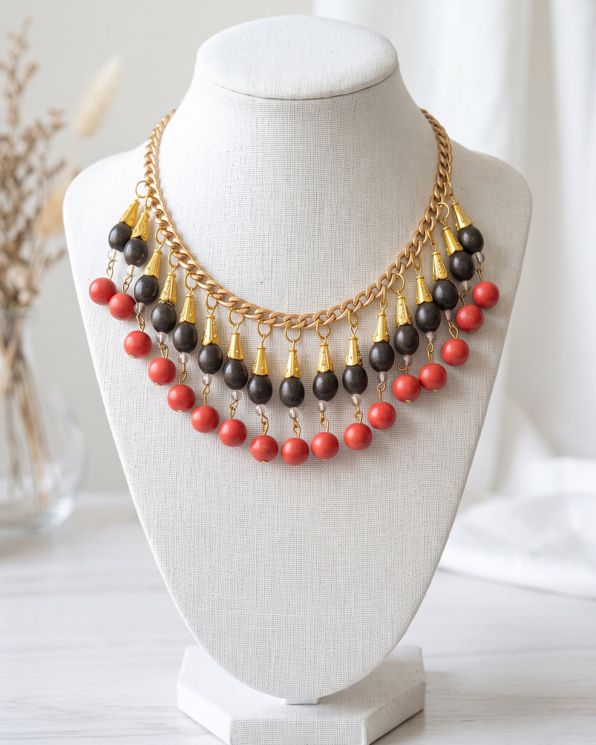 Black N Red Gemstones Choker