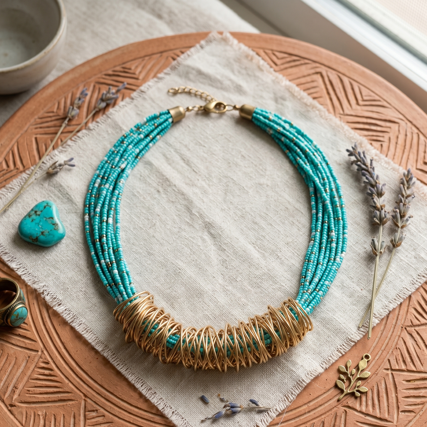 Blue n Copper Maala