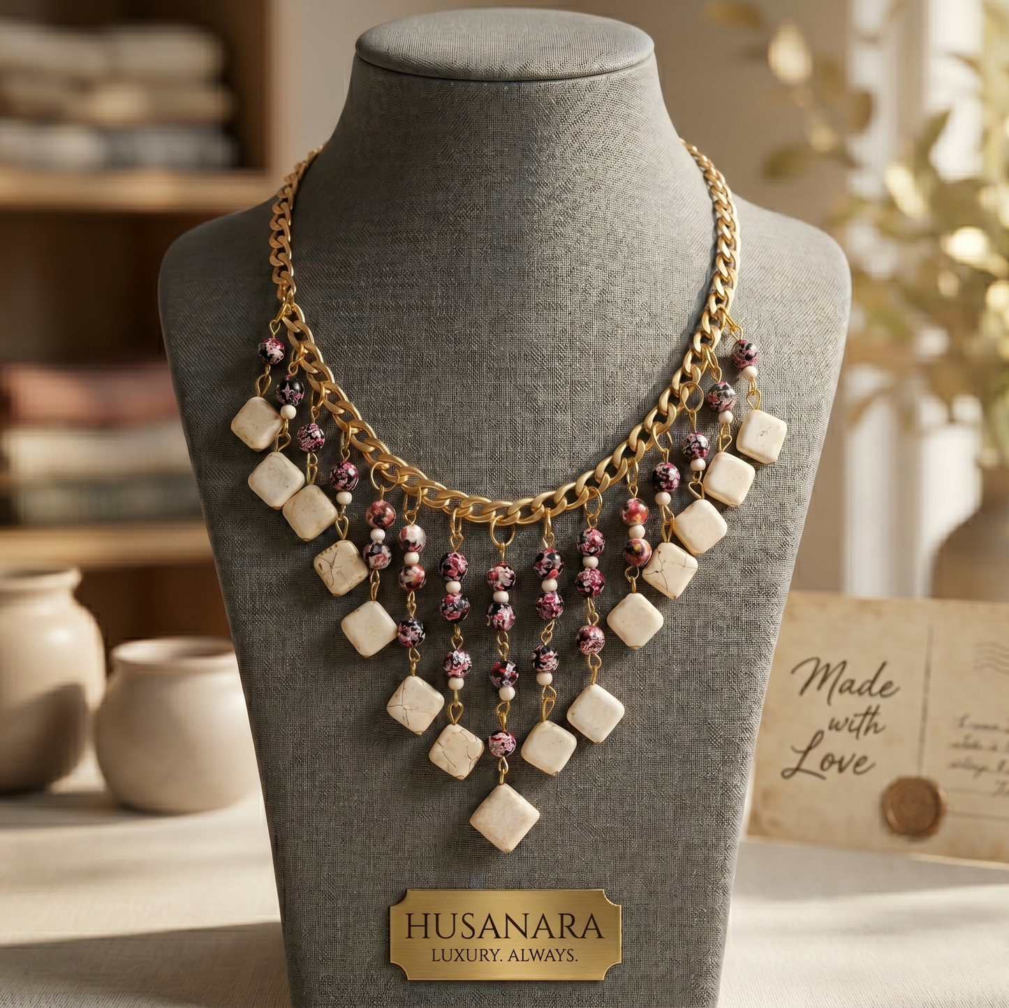 White n Colors Stones Choker