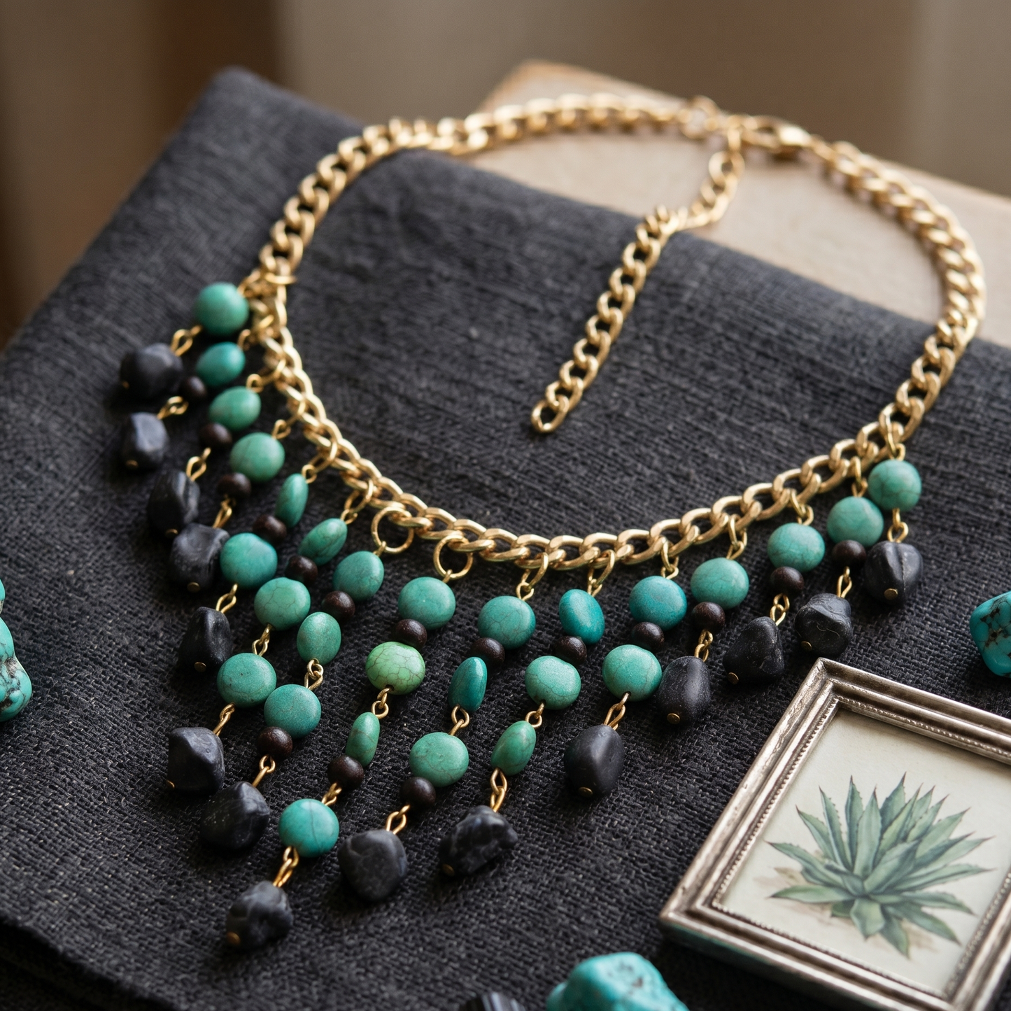 Blue n Black Stones Choker