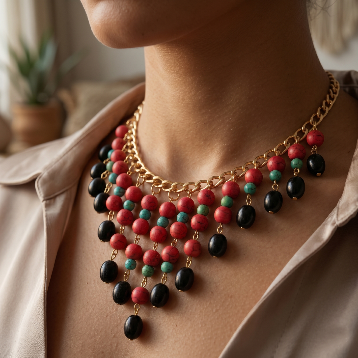 Red N Colors Stones Choker