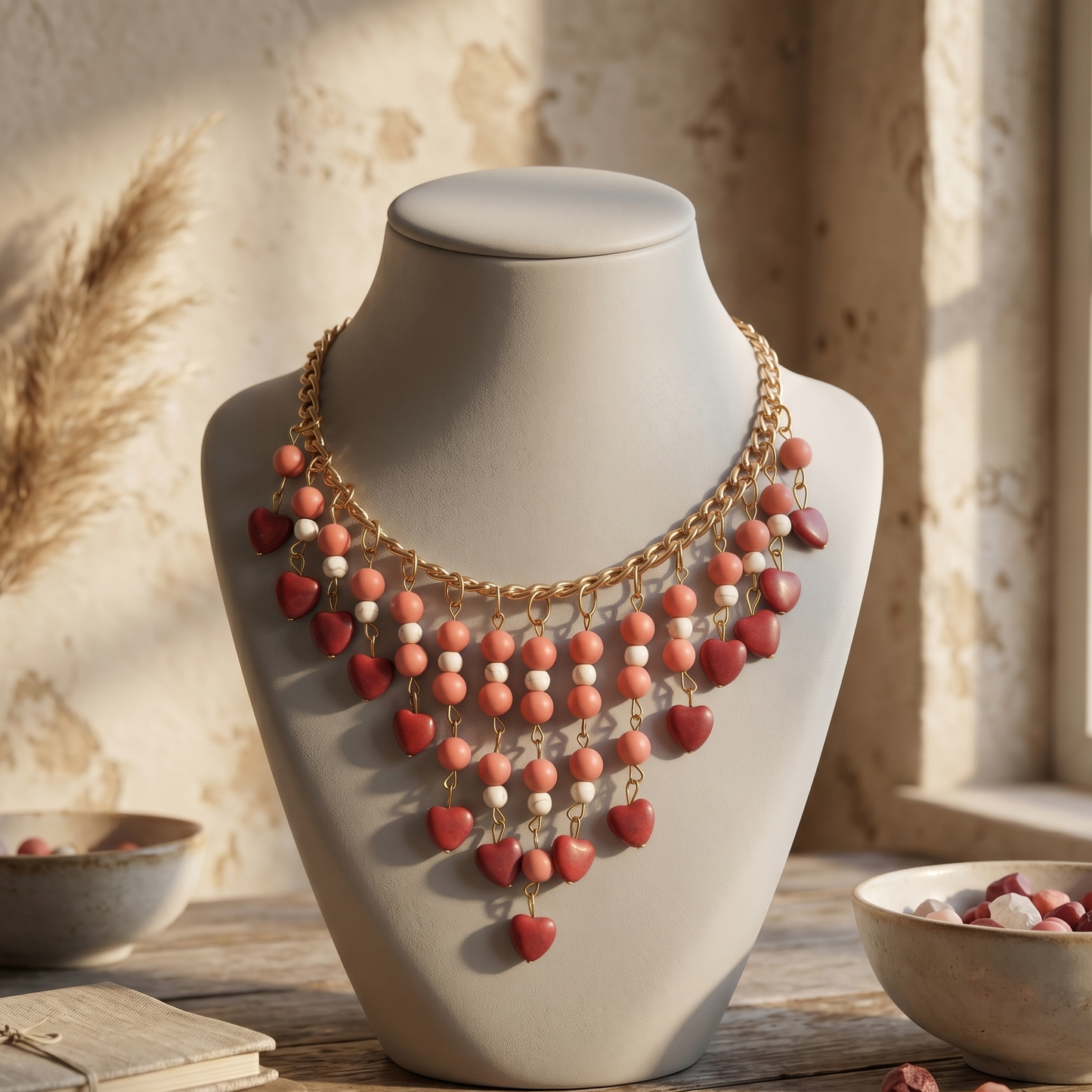 Pink N Red Stones Choker