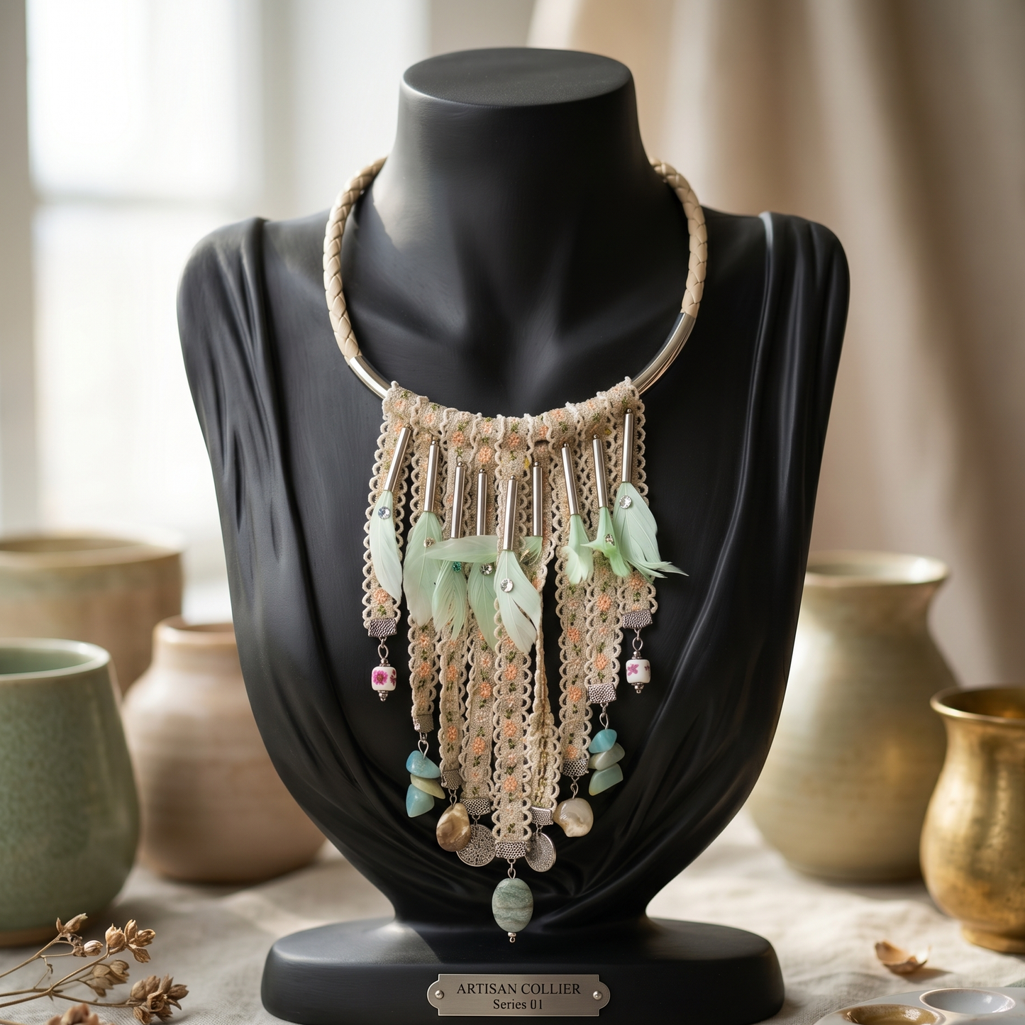 Fabric N Stones Necklace
