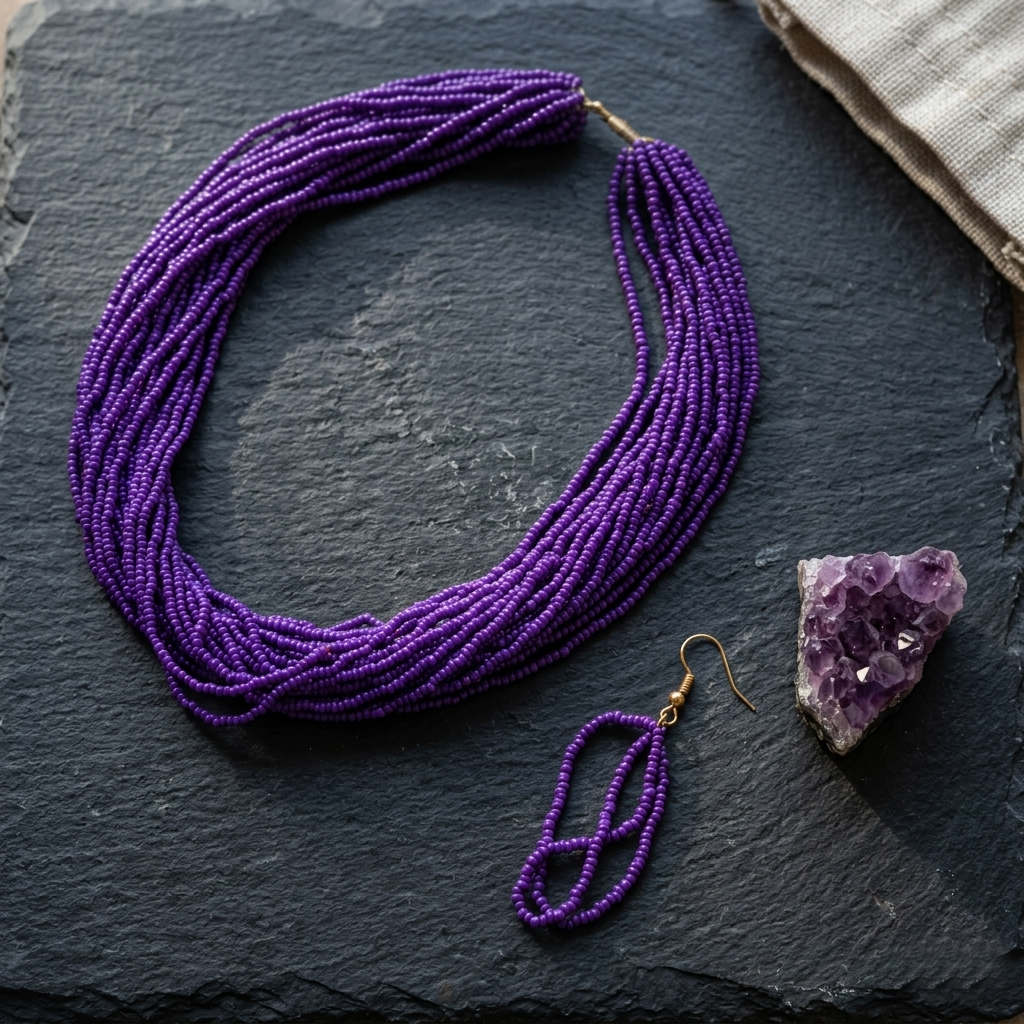 Purple Maala Set (Earrings Included)