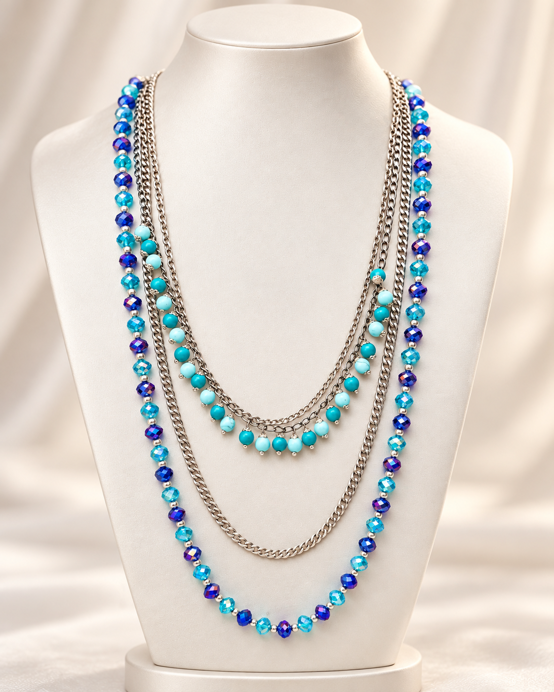 Blue N Silver Layered Maala