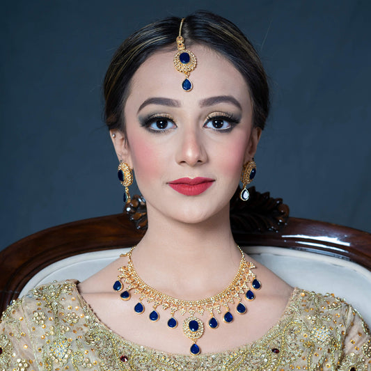 Gold Plated Kundan Set (Blue)