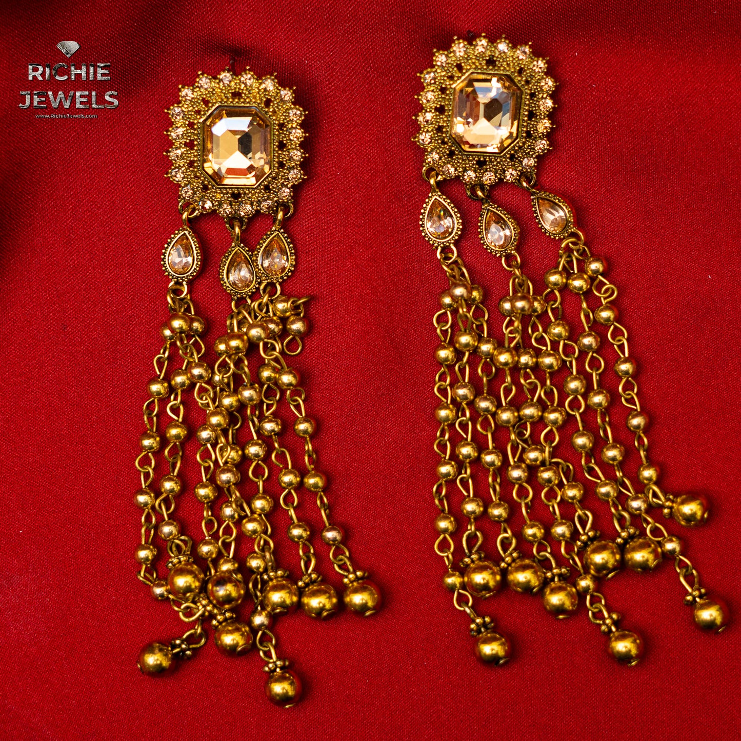 Gold N Crystals Earrings
