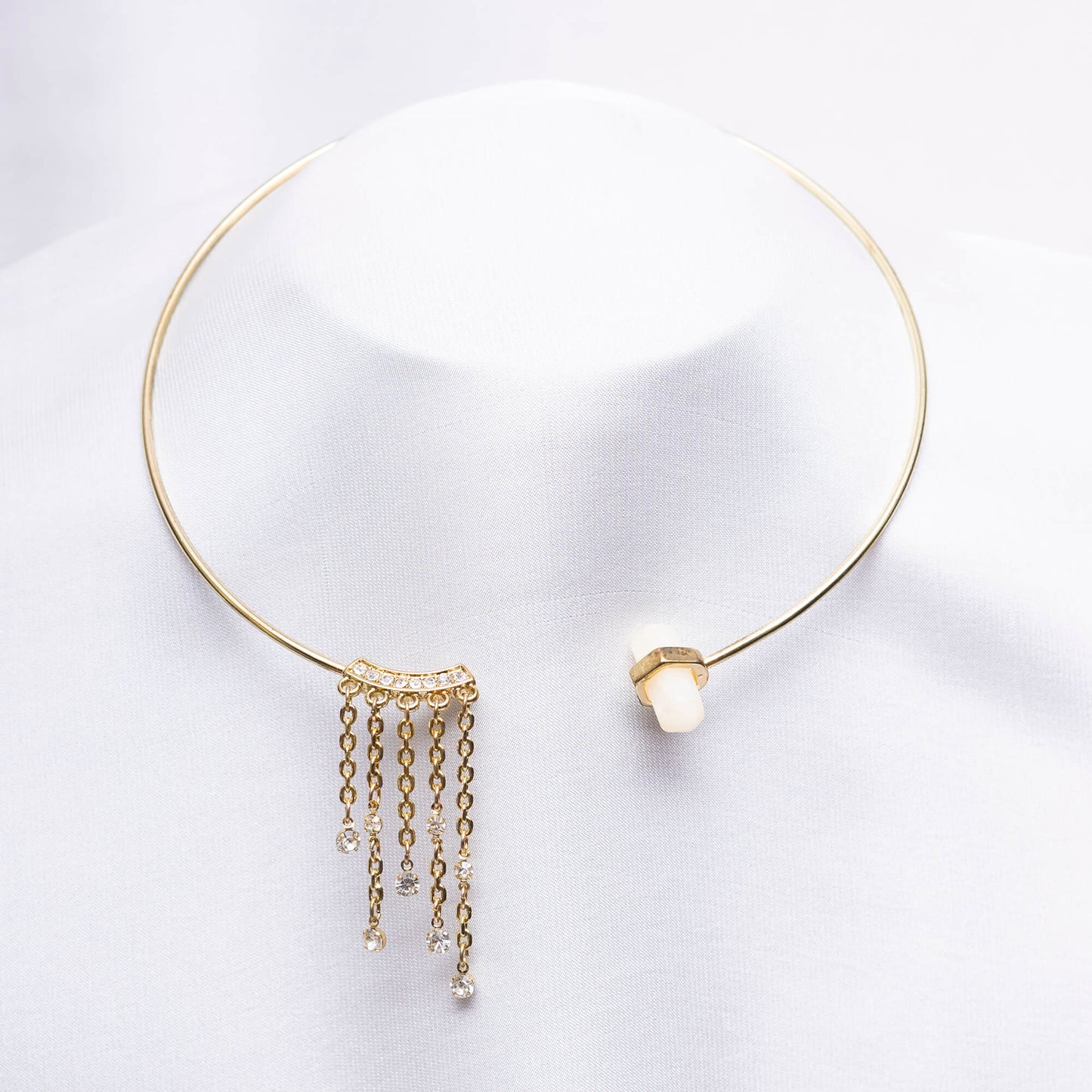 Golden N Crystals Necklace cum Maala