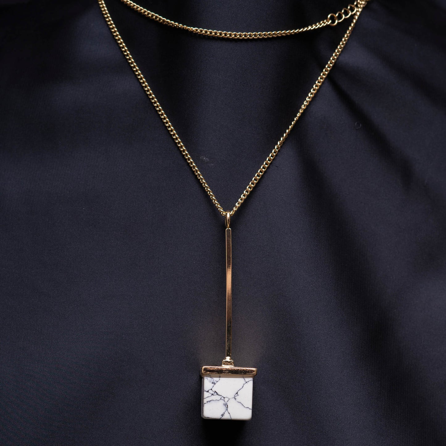 Square Marble Necklace cum Maala