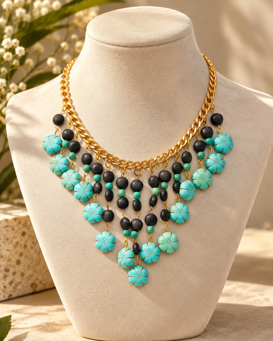 Blue N Black Gemstones Choker