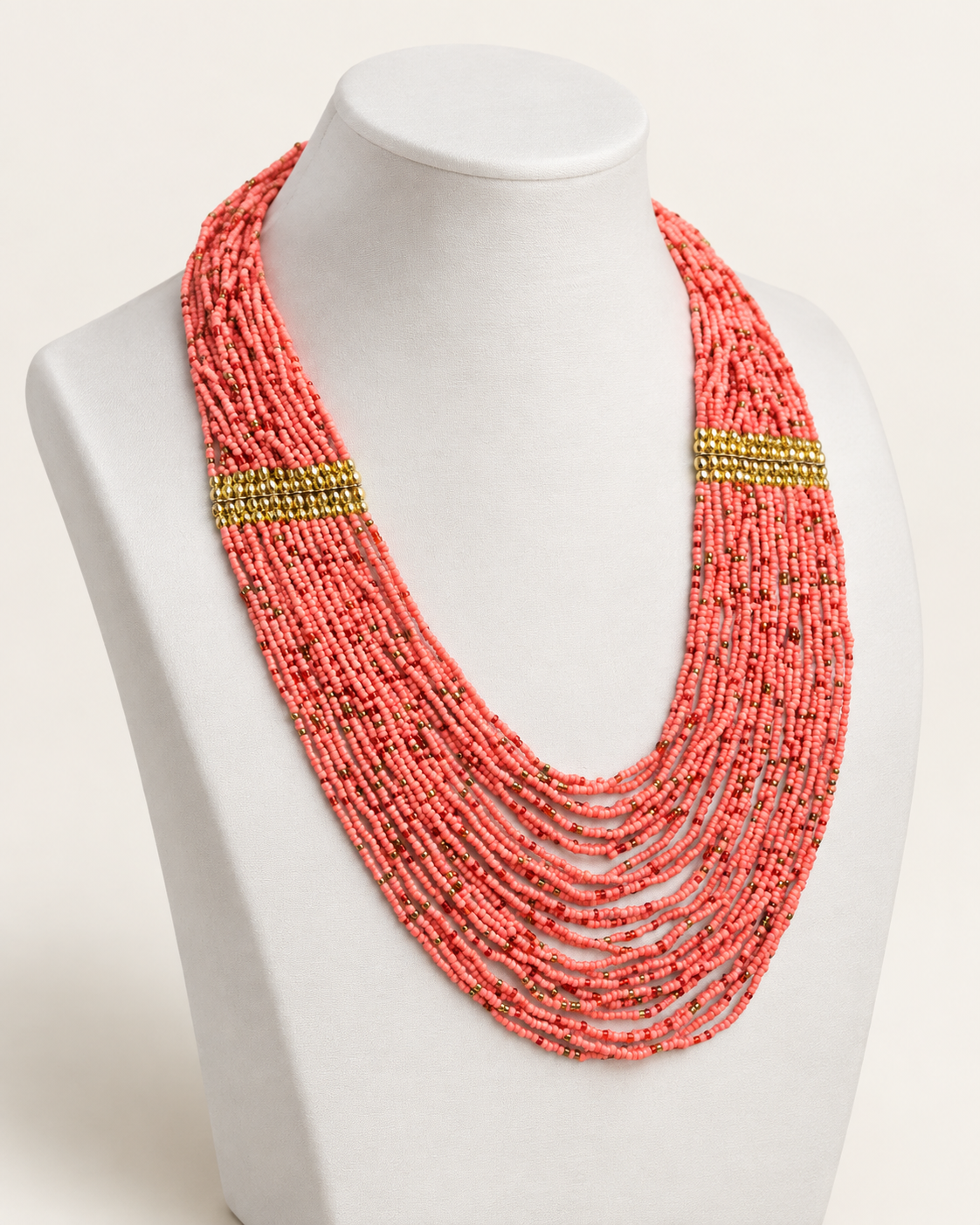 Coral Rose Multi-Layer Beaded Mala