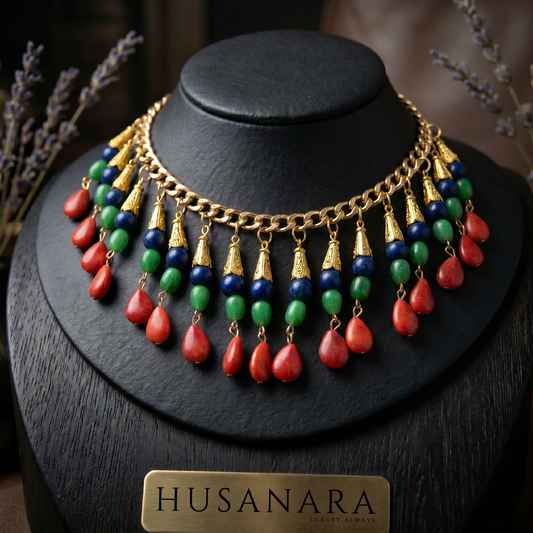 Red n Green Gemstones Choker