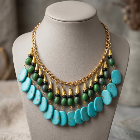 Blue n Green Stones Choker