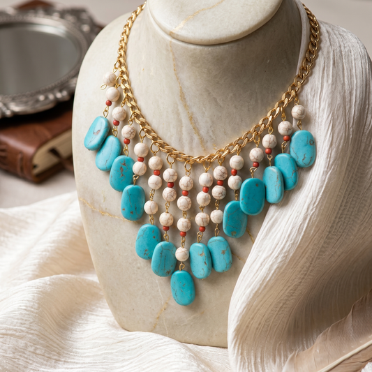 Blue N White Stones Chokar