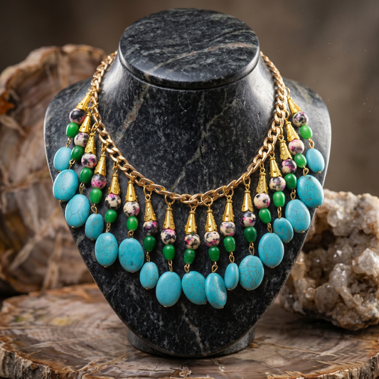 Blue N Green Stones Choker