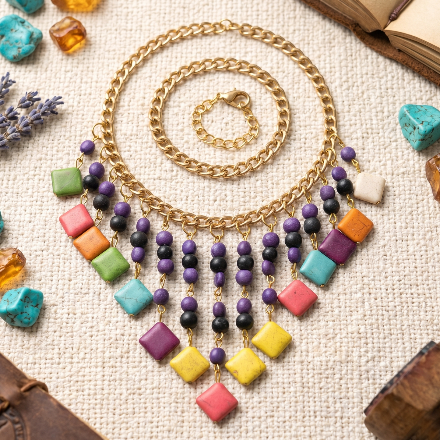 Multi Colored Stones Maala