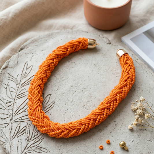 Orange Beads Chokar Maala