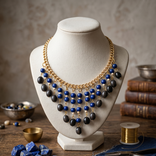 Blue n Black Stones Choker