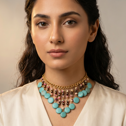 Blue n Colors Stones Choker