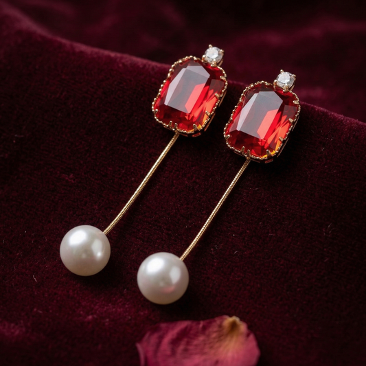 Red n Pearl Earring