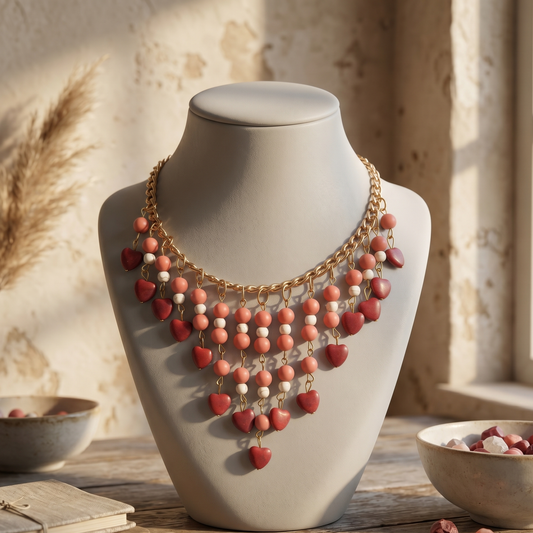 Pink N Red Stones Choker
