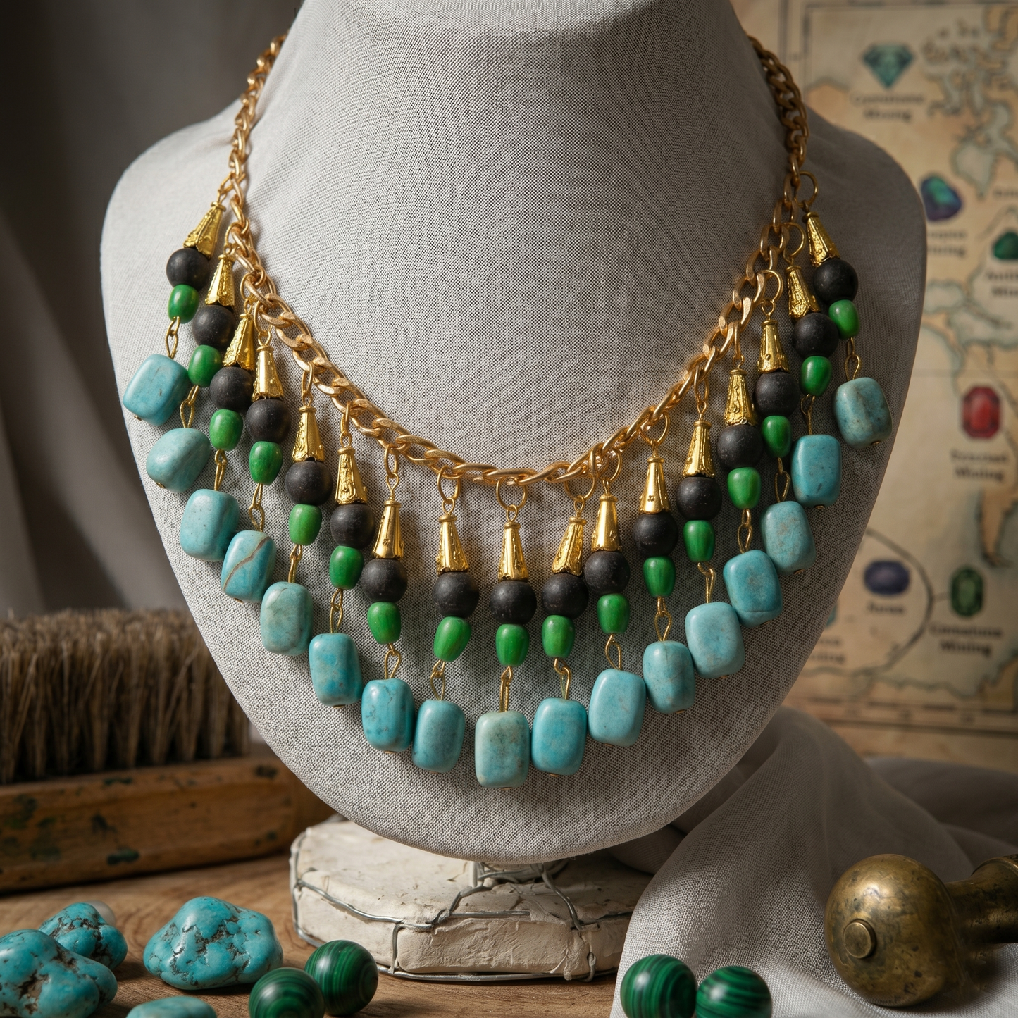 Blue n Green Stones Choker
