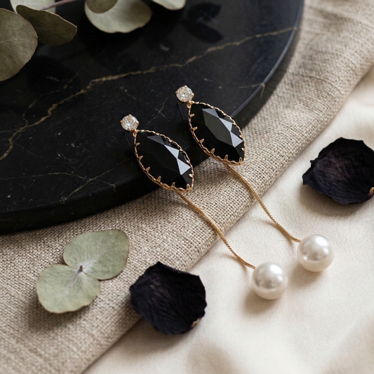 Black n Pearl Earrings