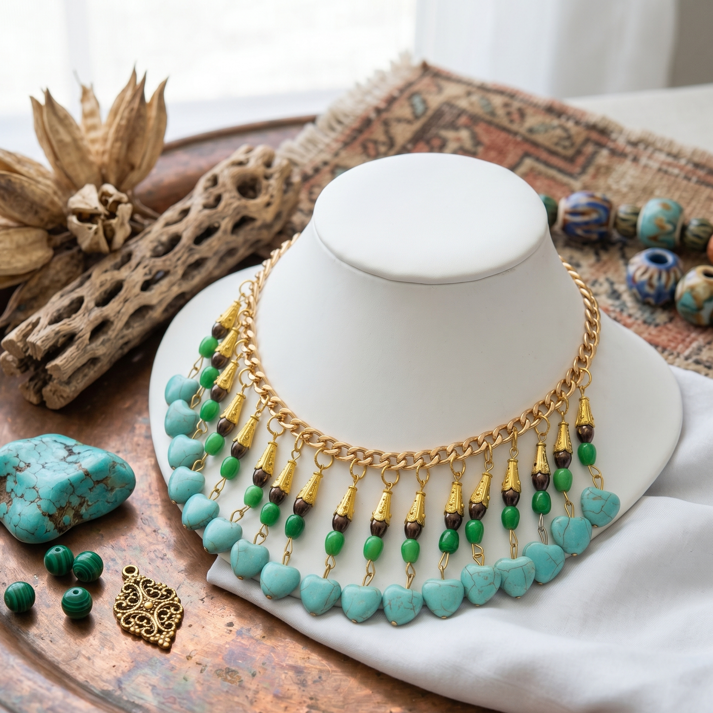 Blue n Greeen Stones Choker
