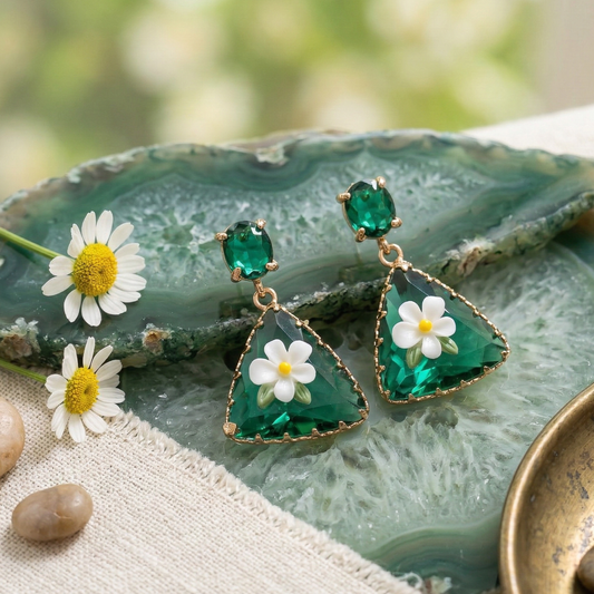 Green N Flower Earring