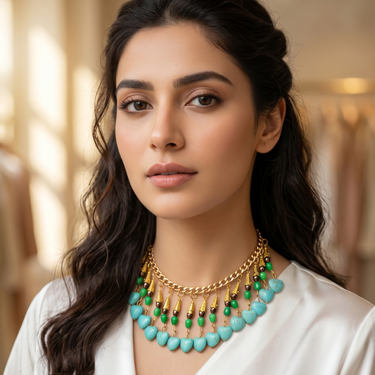 Blue n Greeen Stones Choker