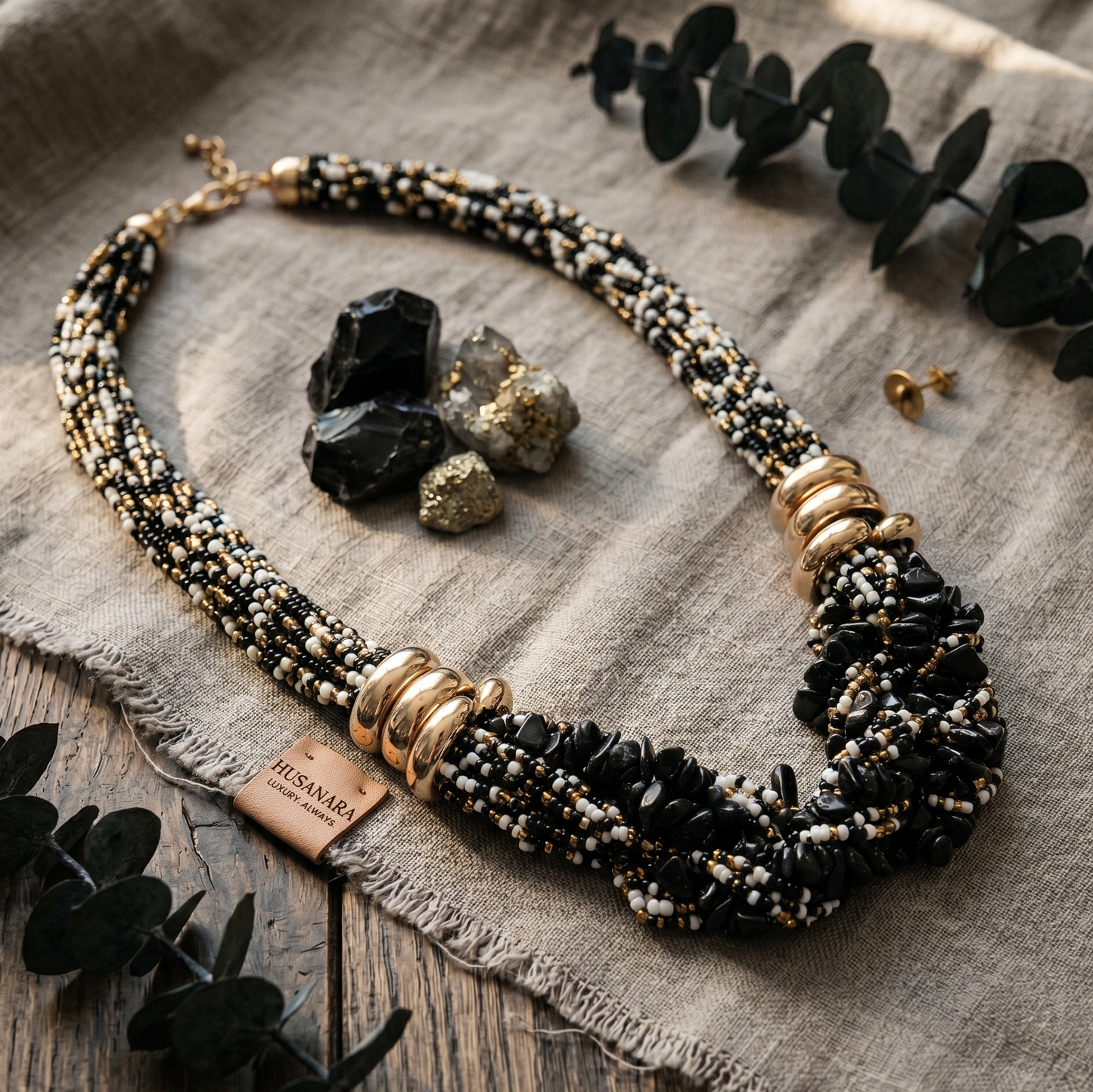 Black N White Stones Maala