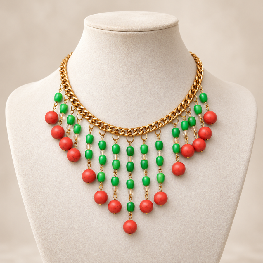 Green N Red Vintage Choker
