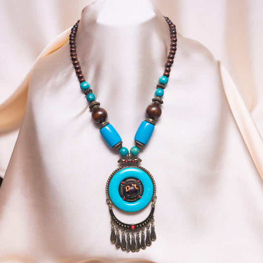 Turkish Cyan |n Golden Necklace