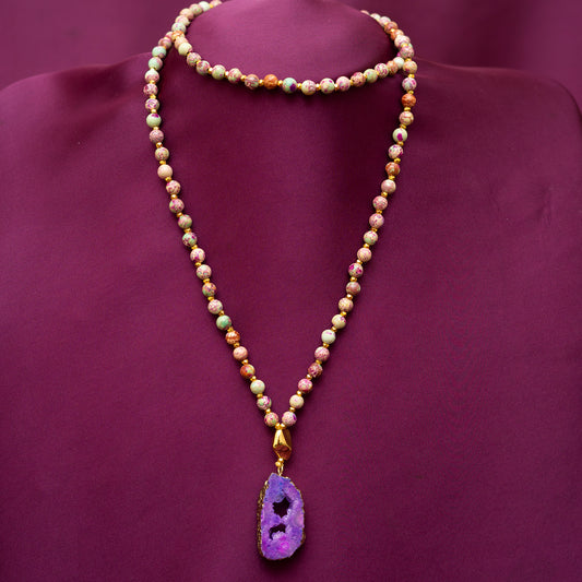 Precious Stone N Pearl Maala